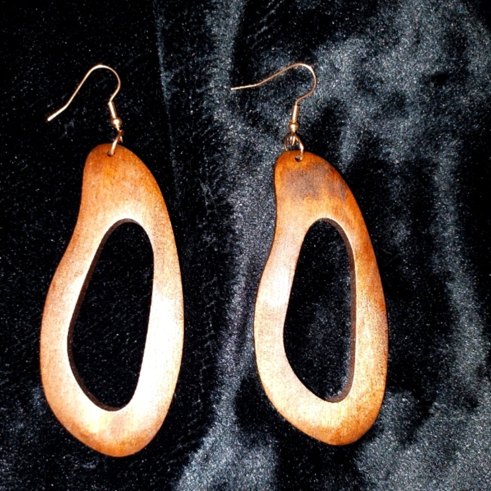 Brown wooden earrings